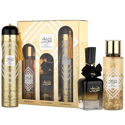Bint Hooran Collection Gift Set, 100ml EDP, 250ml Deodorant, 300ml Air Freshener, Arabic Fragrance