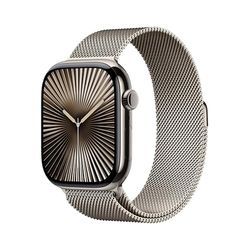 Apple Watch Series 10 GPS + Cellular 46 mm Smartwatch with Natural Titanium Case with Natural Milanese Loop - S/M. Fitness Tracker, ECG App, Always-On Retina Display, Carbon Neutral