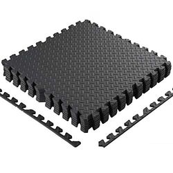Bakaji Multifunctionele vloermat van EVA-schuim, afmeting 60 x 60 cm, kleur: zwart, 4 stuks