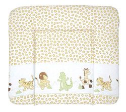 roba Skötbädd Safari 85 x 75 cm - Mjukt skötbäddsöverdrag PU-belagd - Lätt avtorkbart skötbäddsöverdrag med djurmotiv - Gul/Vit