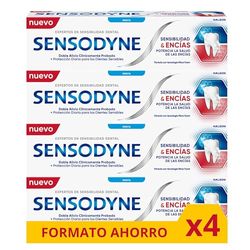 Sensodyne Sensibilità e gengive dentifricio con fluoro, sollievo per denti sensibili e miglioramento della salute delle gengive, confezione da 4 x 75 ml