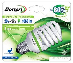 Bottari Lighting 97025 Eco Lampadina a Risparmio Energetico, Modello Spiral, E27, 92 W, Trasparente