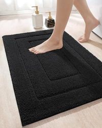 DEXI Tapis de Bain Extra Doux et Absorbant - Tapis de Bain antidérapant et Confortable - pour Baignoire, Douche, Salle de Bain - Lavable en Machine - 61 x 109,2 cm - Noir