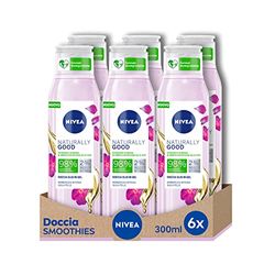 NIVEA NATURALLY GOOD Douche à l'huile en gel rose 6 x 300 ml, gel douche avec huile d'argan bio, huile de douche en gel sans allergènes pour peaux sensibles