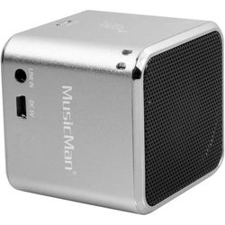 MusicMan Mini enceinte Bluetooth portable Prise en charge de la carte MicroSD Soundstation mobile compacte pour Smartphones Tablettes Ordinateurs portables BT-X2 (Argent)