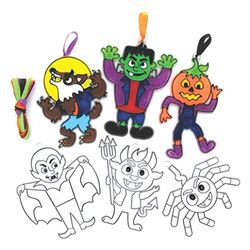 Baker Ross FE775 Halloween Suncatcher Decorations - Pack of 10, Suncatchers for Kids to Decorate and Display, Make Your Own Garden Decorations