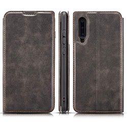 Carcasa de telefono Retro Estuche de Cuero con Tapa Horizontal magnética Ultrafina y Delgada for Galaxy A50, con Soporte y Ranuras for Tarjetas y cordón (Negro) (Color : Negro)