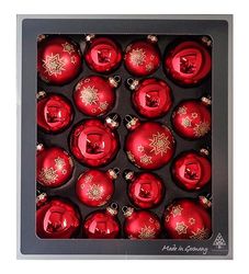 Thüringer Glasdesign - Set de boules en verre, boules de Noël avec suspension, brillantes et mates, boules de Noël, décorations pour l'arbre de Noël, décoration, unbekannt, Red