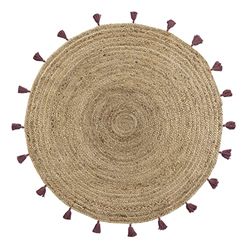 Douceur d'Intérieur, Tappeto rotondo diametro 120 cm Juta Unie Pompon, Shira Bordeaux