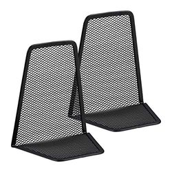 relaxdays 10024811_46 Serre Livre, Presse-Papier, Set de 2, métal Design Maille, HxlxP: 14,5 x 12,5 x 9 cm, Noir, Acier