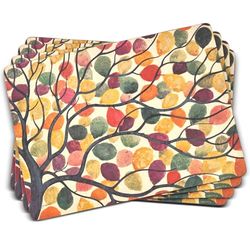 Pimpernel - Conjunto de 4 toalhas de mesa (10,5 x 10,5 cm, placa de densidade média, base de cortiça), design de árvores, multicolorido