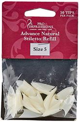 Pro Impressions Advance Natural Stiletto 50 Nail Tips, Taglia 5