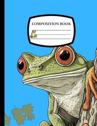 COMPOSITION BOOK: Frog Themed - Wide Ruled Lined Notebook, Journal - 8.5" x 11" - 121 Pages for Kids, Teens and Adults