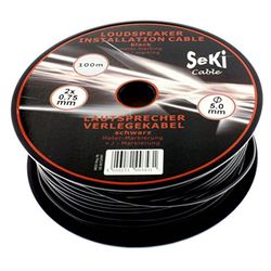 Câble d'enceinte rond 2 x 0,75 mm² - Noir - Bobine de 100 m - CCA - Câble d'installation PA - Câble audio - Câble d'enceinte