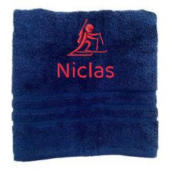 Asciugamano personalizzato con nome Nome sportivo splendidamente ricamato Asciugamano da bagno Asciugamano in cotone 100% personalizzato con nome (140 x 70 cm, Biathlon)