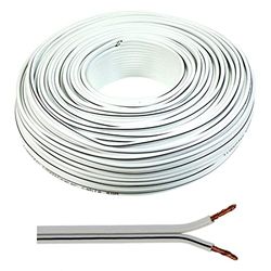 SeKi Câble de haut-parleur 2 x 2,50 mm2 – 50 m – Blanc – CCA – Câble audio – Câble boîtier