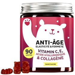 Gummies Collagène VERISOL® 2500 mg avec Acide Hyaluronique - Sans Sucre - Vitamines C,E et CQ10 - Complexe Hautement Dosé avec Antioxydants – 90 Pièces – Saveur Cerise – Bears with Benefits