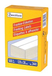 Avery Zweckform 3441 Franking Labels 128 x 38 mm 1 Pack of 500 Labels White