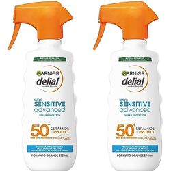 Garnier Protector Solar Spray Adultos Delial Sensitive Advanced para pieles claras, sensibles e intolerantes al sol, IP50+ -270 ml (Paquete de 2)