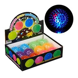 Relaxdays led egelbal 12 stuks, set, met noppen, lichtgevende stekelballen, ook als massagebal, Ø 6,5 cm, div. kleuren