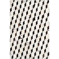 Tapis rectangulaire d'intérieur pièces en cuir noué à la main, collection Cuir de studio, STL513, en noir / gris, 122 X 183 cm pour le salon, la chambre ou tout autre espace intérieur par SAFAVIEH.