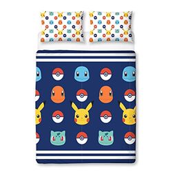 Pokemon officiellt licensierade dubbelt påslakanset | Pikachu märken design vändbara 2-sidor sängkläder med matchande örngott | Character World Brands dubbelsäng set
