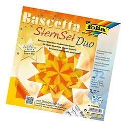 Folia Bringmann Bascetta étoile-Double face-Lot de 30 feuilles de Papier 20 x 20 cm Jaune/Orange 30 cm Star