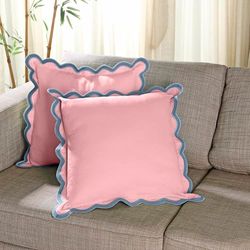Folkulture Throw Pillow Covers for Couch, 20x20 Decorative Couch Pillows for Living Room, 100% Cotton Boho Pillow Case or Cute Outdoor Pillows, Farmhouse Pillow Covers or Accent Throws (Laguna Blush)