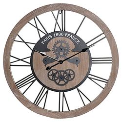 DT Wall Clock Iron and MDF, Engineered Wood, Natural, 70 x 5 x 70 cm