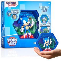 WOW! PODS 4D Classic Sonic | Unique Connectable Collectable Bobble-head figure that Bursts from their World into Yours | Wall or Shelf Display | Sonic Toys and Gifts | Series 1 no. 483