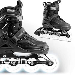 Movino Inline Skates | Cruzer B3 | Patins à roulettes réglables | Fille garçon | Patins à roulettes pour Enfants & Adultes | Patins à roulettes avec Roues Lumineuses | Move & LED Technology