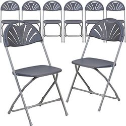 Flash Furniture 8 Pack HERCULES Serie 600LBS Capaciteit Houtskool Plastic Fan Terug Vouwstoel