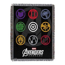 NORTHWEST Avengers Woven Tapestry Throw Blanket, 48" x 60", Symbols