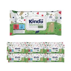 Kindii Natural Balance Vochtige doekjes voor baby's en kinderen, beschermend, hydraterend, regenererend, delicate geur, allantoïne, verlichtend, aloë vera, neutrale pH-waarde, 720 stuks, 12x60 stuks