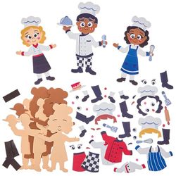 Baker Ross FN065 Chef Mix & Match Magnet Kits - zestaw 8 sztuk, zestawy do dekoracji dla dzieci