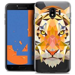 Caseink fodral för Samsung Galaxy J4 2018 J400 (5,5) fodral [Crystal Gel HD Polygon Series Animal - mjuk - ultratunn - tryckt i Frankrike] tiger