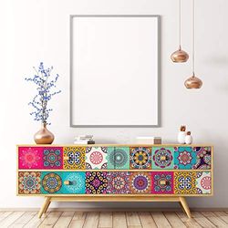 Ambiance Sticker Adesivi Murali per Mobili da Tavola, Adesivi Decorativi per Camere da Letto e Armadi Coralina - 24 Piastrelle Adesive 10 x 10 cm