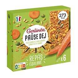 Gerlinéa - Paüse Dej - Barre au Blé Complet, Pois Cassés, Carotte et Curry - Barre Repas Riche en Protéines - 6 Barres - 240 g