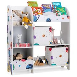COSTWAY Kinderregal Étagère pour Enfant, Bois d'ingénierie, astéroïdes, 93 cm x 30 cm x 102 cm