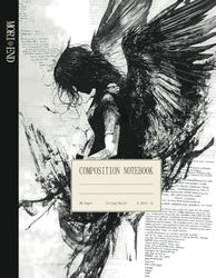 Composition Notebook College Ruled: Vintage Angel Goth Core Design | Aesthetic Dark Fantasy School Student Gift Journal