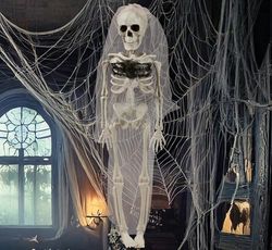 FIESTAS GUIRCA | Suspension Mariée Squelette (43 cm) - Décoration d'Halloween pour Fêtes et Célébrations - Idéal pour Ambiances Terrifiantes et Thèmes de Squelettes - Blanc
