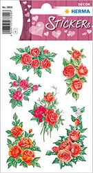 HERMA 3809 Stickers Roses Red Pink Small Large Pack of 18 Flower Stickers in Vintage Plants Motif Self-Adhesive Labels for Valentine's Day Love Wedding Birthday Scrapbooking Decoration Gift