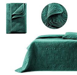 ROOM99 Leila elegant överkast i mörkgrön, 200 x 220 cm, mångsidig filt som sängöverkast eller sofföverkast, överkast för säng och soffa, täcke, stil, perfekt som sängspread