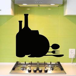 Ambiance - Adhesivo decorativo para pared, diseño de comida, 75 x 85 cm, color negro