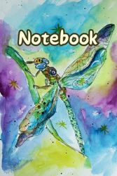 Notebook: Blank Lined Journal/Colorful Abstract Dragonfly On The Cover - 100 Pages Wide Ruled