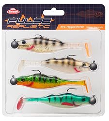 Berkley Pulse Realistic Perch Prerigged Leurre Souple avec Têtes Plombées pour la Pêche des Carnassiers en Eau Douce, Brochet, Sandre, Perche