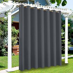 LiveGo Cortinas de Exterior, Cortinas Opacas, Resistentes al Agua, Cortina Exterior con Ojales, para Porche, Pérgola, Patio(Gris Oscuro,1 PCS, 100" Wx84 L)