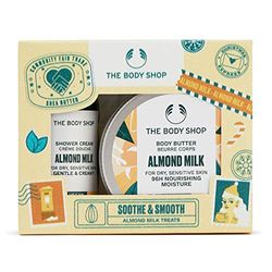 The Body Shop Soothe and Smooth Almond Milk Treats Gift Set – Hydrating & Moisturizing Vegan Skincare for Dry and Sensitive Skin – 2 Items