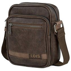 Lois - Bandoleras Hombre - Bolso Hombre Bandolera Ajustable - Bandolera Hombre Polipiel - Bolso Bandolera Hombre. Bolso de Hombre Pequeño. 310219, Marron