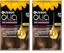 Garnier Coloration Permanente - Sans Ammoniaque - Aux Huiles Naturelles de Fleurs - Châtain Très Clair (6.0) - Olia (Lot de 2)